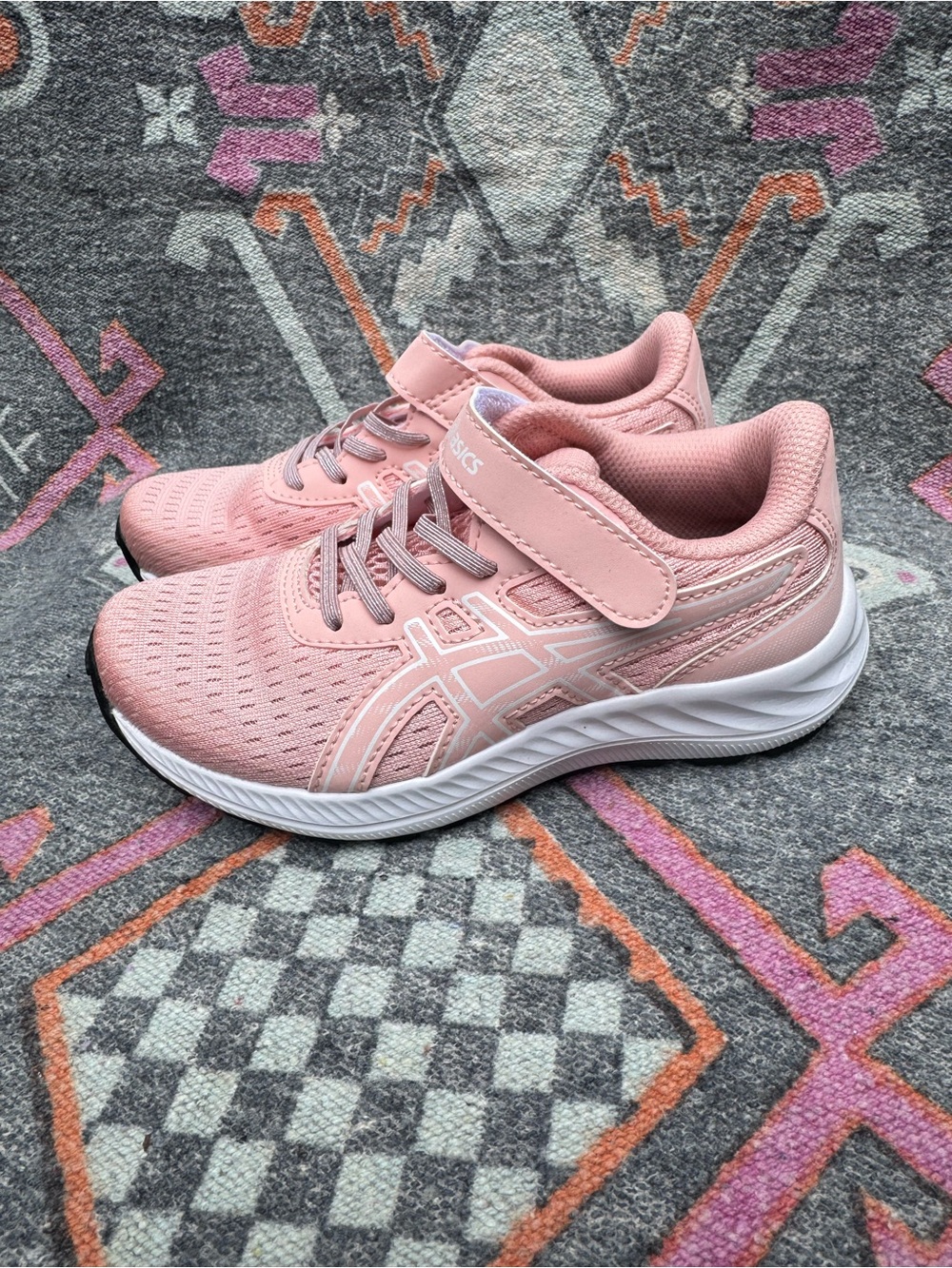 NEW ASICS Pre Excite 9 Girls Size 12 Pink Velcro Sneaker Tennis Shoe